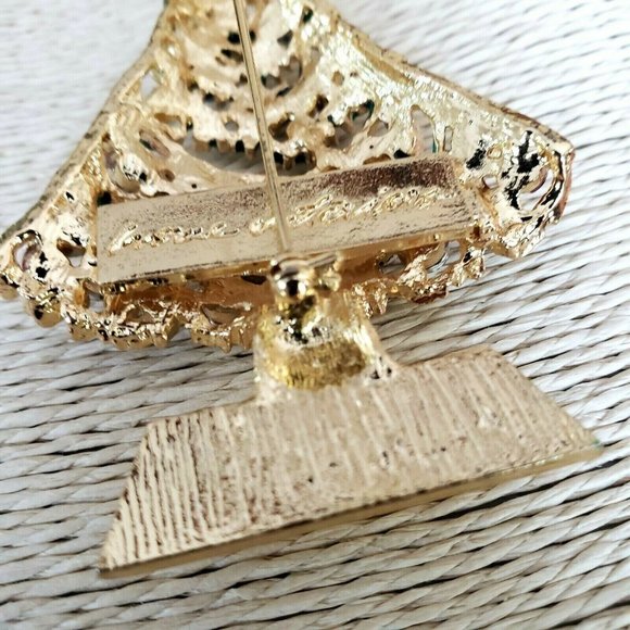 Christmas Tree Brooch Pendant Multi Color Rhinestones - Picture 4 of 12